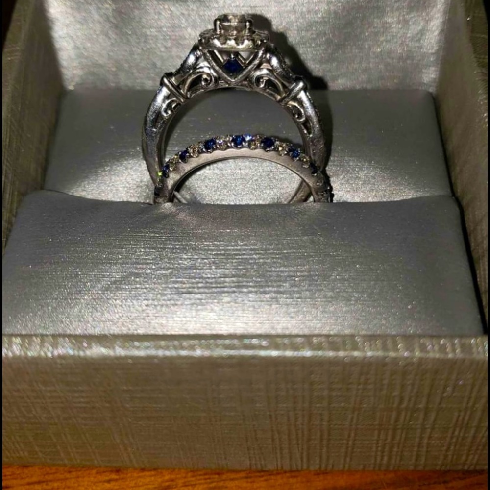 Vera Wang Diamond and Blue Sapphire Wedding Set.